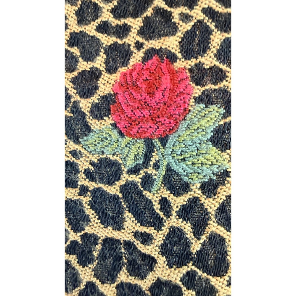 Cind E Original Vtg Leopard Rose Tapestry Tote Bag Animal Print Floral - Picture 2 of 16